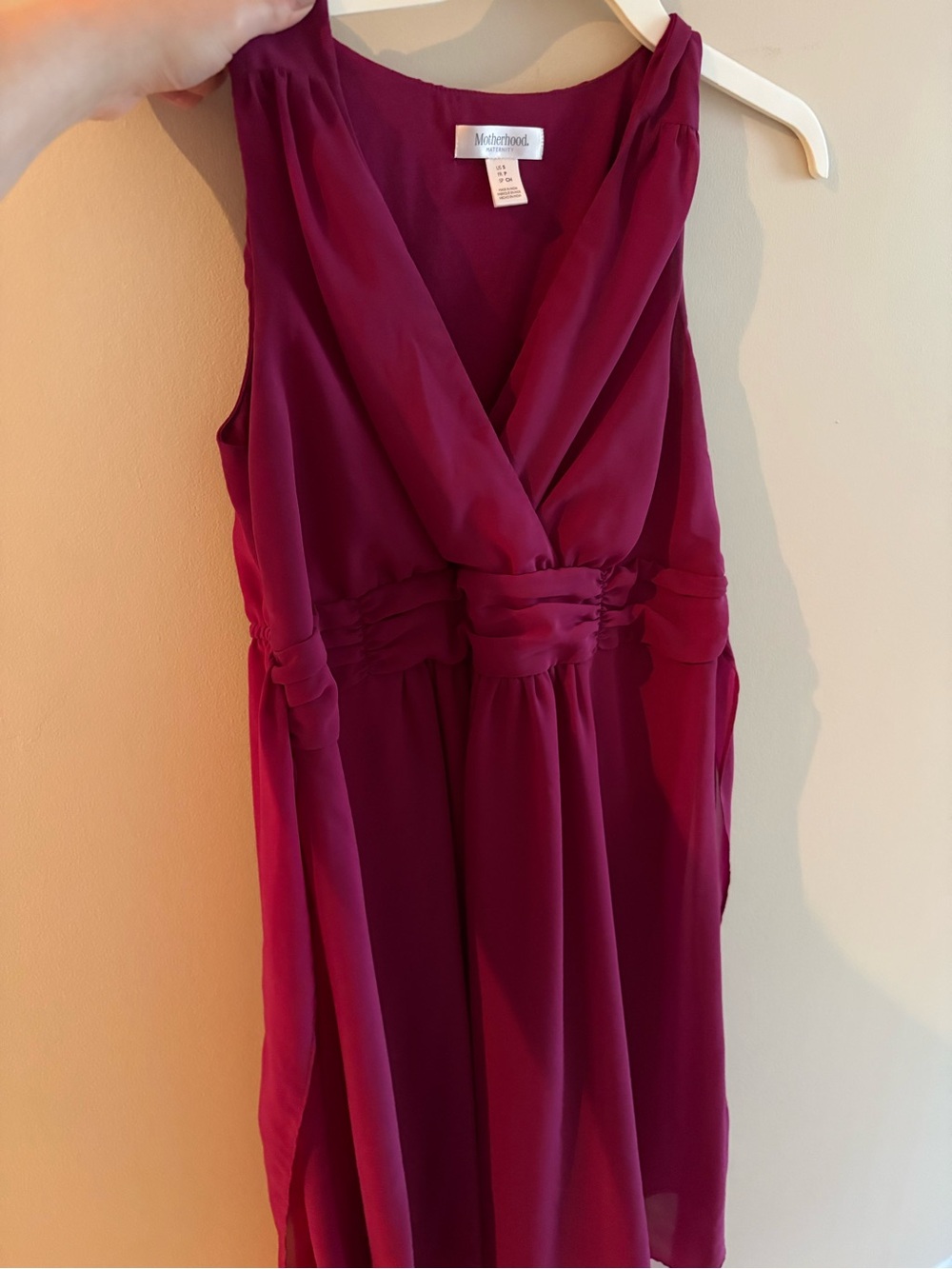 Motherhood Maternity Sleeveless Chiffon Dress in Burgundy size Small